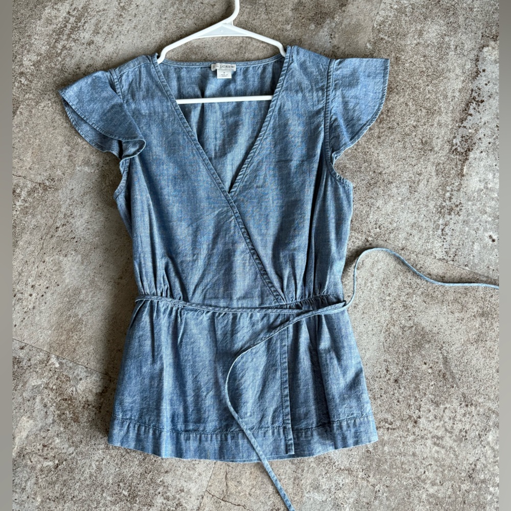 J. Crew Peplum Blouse w/ wrap ties and flutter sleeves
